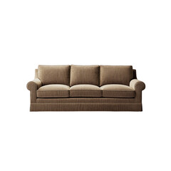 Fototapeta premium Elegant Brown Three-Seater Sofa, Classic Design, Modern Upholstery