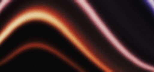 Abstract glowing orange purple black wave grainy backdrop design. Smooth grainy vibrant purple color gradient, noise texture effect, summer poster design, long website header design, long banner