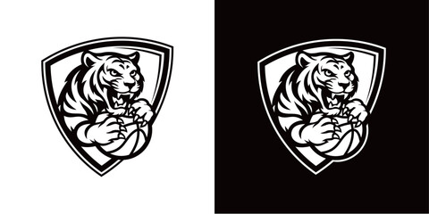 Fototapeta premium Tiger head basketball team silhouette logo