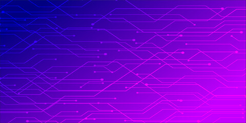 Fototapeta premium Digital technology banner pink blue background concept with technology line light effects, abstract tech, illustration vector for graphic design