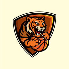 Tiger head basketball team logo