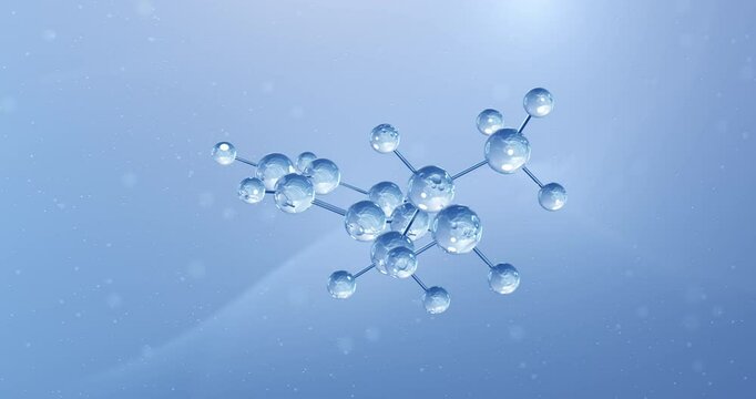 Dextroamphetamine rotating molecular structure, 3d model of stimulant