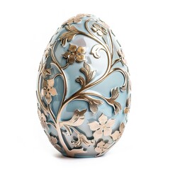 Decorative Easter egg with a shiny metallic finish on a white background