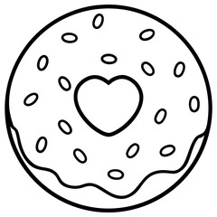 Valentine&rsquo;s Day Donut Outline with Heart Details 