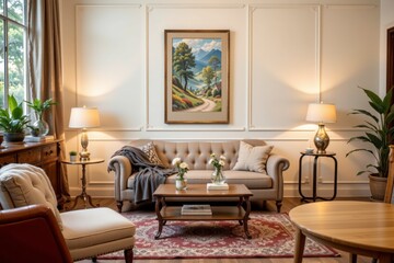Cozy Living Room with Elegant Furniture and Beautiful Artwork