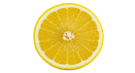 A vibrant slice of citrus fruit with its refreshing yellow hues displayed on transparent surface