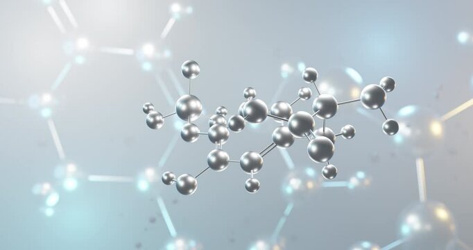 Foslevodopa rotating 3d molecule, molecular structure of antiparkinsonian agents seamless video