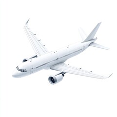 white airplane on a flying isolated background