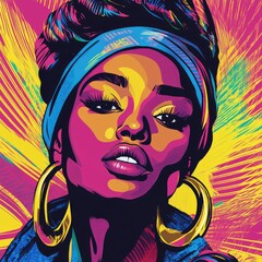 Black Pop Art Vibrant Urban Culture African American Portrait Colorful Wall Art
