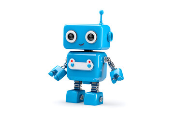 A cute little cartoon toy robot isolated on white	