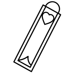 Vector Line Art Heart Accent Bookmark