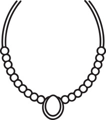 necklace line art, black outline, vector and illustration, coloring book page line art drawing