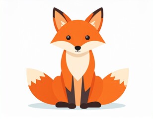 Fototapeta premium Illustration of a Cute Sitting Fox