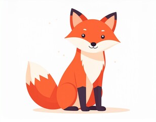 Obraz premium Illustration of a Cute Sitting Fox