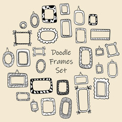 A set of different frames for pictures. Doodle. Freehand drawing. Hand Drawn. Outline.