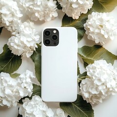 White phone case with hydrangea flowers. (2)