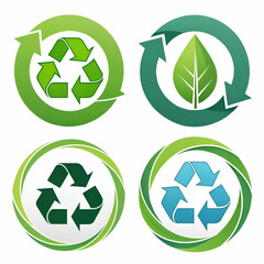Obraz premium recycle waste symbol green arrows logo set web ico