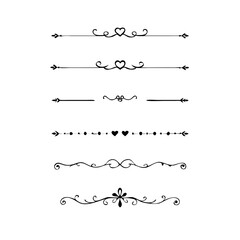Obraz premium Text dividers doodle set. Wedding decorative elements. Divider ornament borders vintage line separators.Line dividers. Decorative swirl text separators, vintage divider.Golden vintage floral elements 