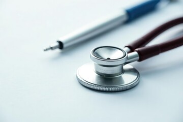 Close-up of veterinary instruments on white background , scalpel, forceps, medical supplies