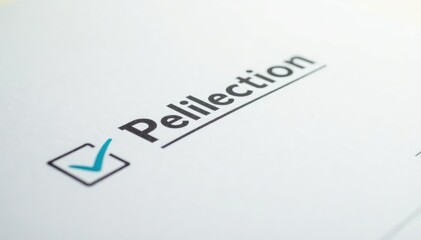 Fototapeta premium Close-up of ballot paper with marked selection on white background, candidate, white, marked