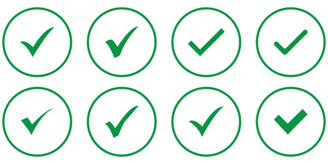 Check box icon with correct, accept checkmark icons tick box checked. Check mark icon symbols vector.