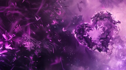Purple love heart mysterious magic background