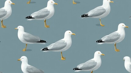 Obraz premium painted seagull patern