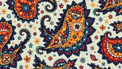 Abstract paisley repeat, muted tones with flowing lines and teardrop shapes , fabric, design element, abstract