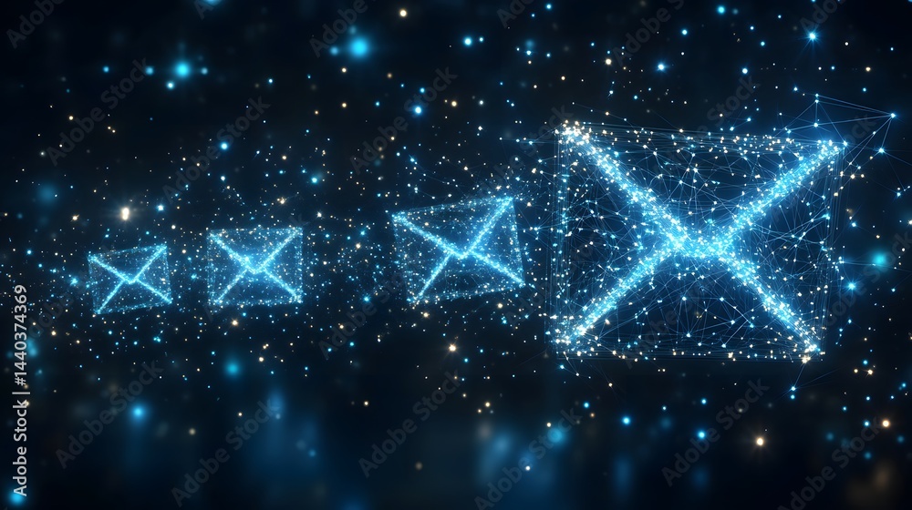 Leinwandbilder futuristic envelopes glow with interconnected nodes, symbolizing growth. progression unfolds against