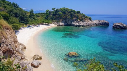 Fototapeta premium Hidden Paradise Beach: Secluded Cove with Turquoise Waters