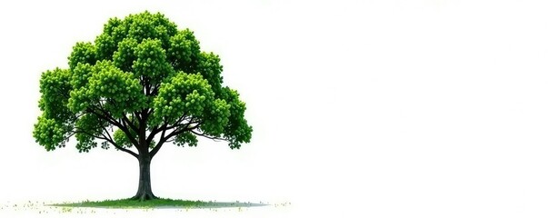 Fototapeta premium Towering tree against a bright white backdrop with a sense of grandeur, isolated, deciduous, solitary