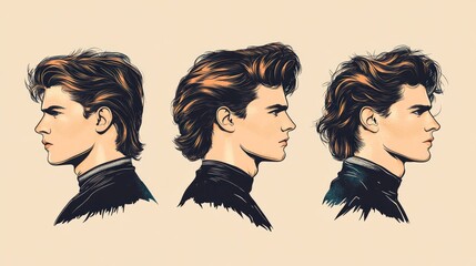 Male hairstyles, vintage style