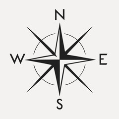 Fototapeta premium Simple Black and White Compass Rose Graphic Design