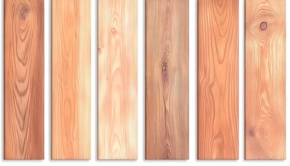 Five vertical panels showcasing variations in light-toned wood grain textures, exhibiting natural knots and patterns