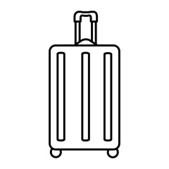 Vector line icon with travel suitcase isolated on white background.	