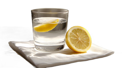 Refreshing lemonade drink with lemon slice bright kitchen food photography natural light close-up perspective