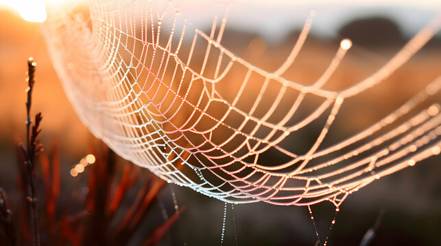 spider web with dew drops