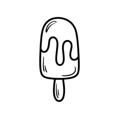 A cute ice cream popsicle doodle illustration in minimalist cartoonish style