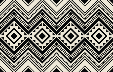 Ethnic tribal black and white zigzag background. Seamless tribal pattern, folk embroidery, tradition geometric tribal ornament. Traditional design for fabric, textile, print, rug, paper
