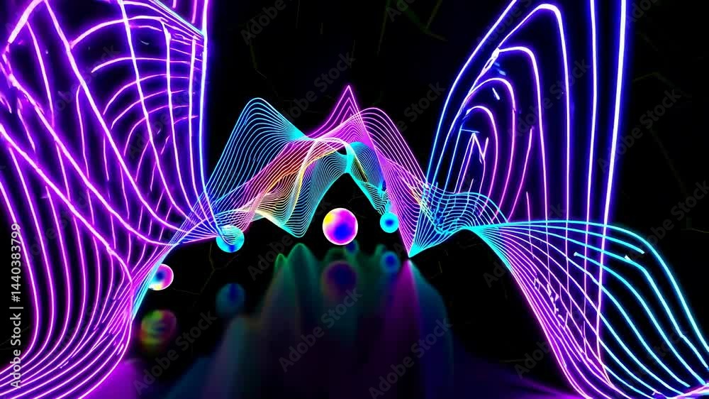 Canvas Prints bright neon lights are flowing and creating colorful shapes in a digital tunnel, forming a mesmerizi