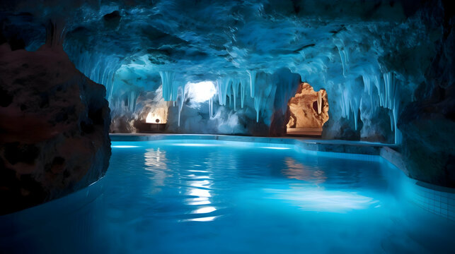 waterfall in the cave - Powered by Adobe