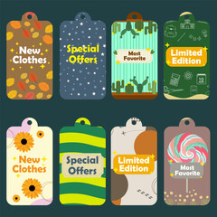 collection set of labels for clothing with different styles