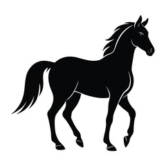 Obraz premium Silhouette of a Walking Horse on a White Background