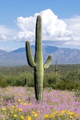Saguaro Cactus Spring Wildflowers.