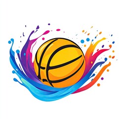 Colorful basketball splash design