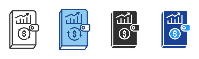 Accounting Book Icon Multiple Style Vector Collection 