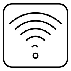Minimalist line icon of a Wi-Fi signal inside a rounded square, symbolizing internet connection, network access, and wireless communication. Perfect for digital platforms and tech apps.