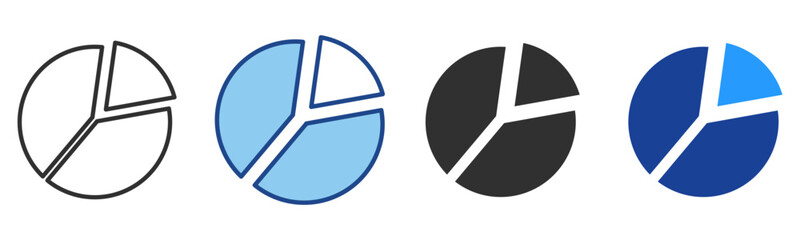 Pie Chart Icon Multiple Style Vector Collection 