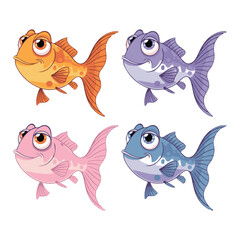 set of cartoon fishes