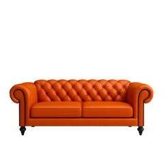 Obraz premium Luxurious orange chesterfield sofa in a minimalist room